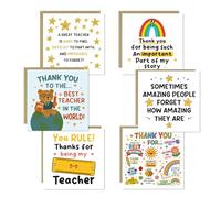 RED OCEAN Tarjetas de agradecimiento para profesores, paquete múltiple de 6 tarjetas para mejores profesores, paquete de tarjetas de fin de curso, paquete de tarjetas de guardería para salir de la