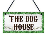 RED OCEAN The Dog House - Placa colgante para jardín, cobertizo de jardín, puerta de perrera, cama de hombre, cueva
