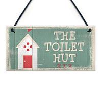 RED OCEAN The Toilet Hut Shabby Chic - Placa de pared para baño, diseño vintage de playa