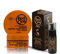 Red One cera de peinado enriquecida con argán efecto mate 150 ml y Red One aceite de barba de argán 50ml lote redone