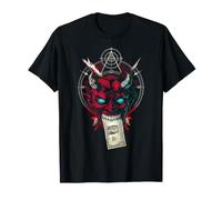 Red Oni Demon Devil Head Dinero Arte Oscuro Camiseta
