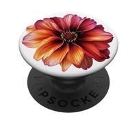 Red Orange Dahlia Flower on White PopSockets PopGrip Adhesivo