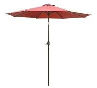 Red Outdoor Patio Umbrella with 32 Solar Lights,2.7m/8.9ft Garden Parasol Umbrella with Push Button Tilt and Crank,Sun Protection and Waterproof