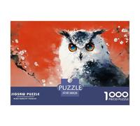 Red Owl with Blue Eyes 1000 Pcs Ökopapier Puzzle Black and White Owl Stressabbau Familienspiel Puzzles Als Geburtstagsgeschenke 38x26cm/1000pcs