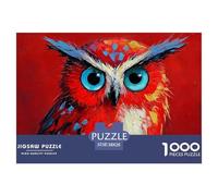 Red Owl with Blue Eyes 1000 Stück Ökopapier Puzzle Red Owl Stressabbau Familienspiel Puzzles Als Geburtstagsgeschenke 38x26cm/1000pcs