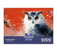 Red Owl with Blue Eyes 1000 Stück Premium-Karton Puzzle Black and White Owl Lebendige Bilder Familienspiel Puzzles Als Geburtstagsgeschenke 70x50cm/1000pcs