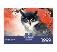Red Owl with Blue Eyes 1000 Stück Premium-Karton Puzzle Black and White Owl Stressabbau Kreatives Spiel Puzzles Für Erwachsene Und Kinder 70x50cm/1000pcs