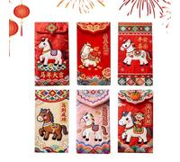 Red Packet Money Envelopes - Vermillion Gift Pockets for Greeting Cards | Thick Cardstock Sleeves with Auspicious Script & Tab Closure for Wedding, Holiday, Housewarming and Social Galas