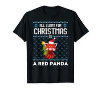 Red Panda All I Want For Christmas Fun Ugly Christmas Sweater Fun Camiseta gráfica económica