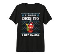 Red Panda All I Want For Christmas Fun Ugly Christmas Sweater Fun Camiseta Premium