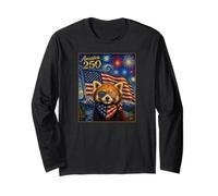 Red Panda Art on America 250 Anniversary 4th of July USA Flag Manga Larga
