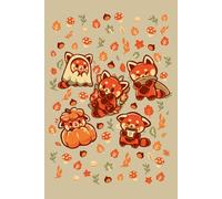 Red Panda Autumn Time Notebook: Cute Autumn art cover, Blank Lined Journal (College Ruled Paper) 120 Pages for drawing and writing