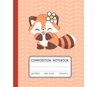 Red Panda Composition Notebook - Cute Kawaii Animal Wide Ruled Journal for Girls, Kids, and Students (120 Pages, 7.5 x 9.25 in): Adorable Smiling Red ... Peach Cover for School, Writing, or Drawing