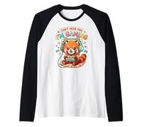 Red Panda Gaming Can't Hear You I'm Gaming Red Panda Camiseta Manga Raglan