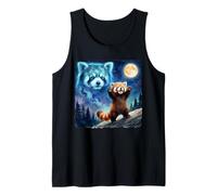 Red Panda Howling at The Moon Parody Night Sky Art Camiseta sin Mangas