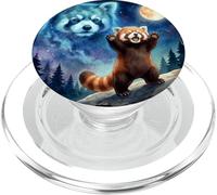 Red Panda Howling at The Moon Parody Night Sky Art PopSockets PopGrip para MagSafe