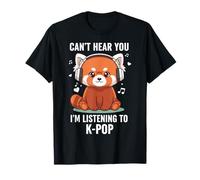 Red Panda K-Pop Music Lover Kawaii Anime Style Auriculares Camiseta