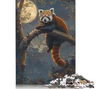 Red Panda Moon Tree Night Rompecabezas Imposible,desafío para Adultos Entretenimiento Creativo 1000 Piezas Obra De Arte De Juego De para Adultos Y Niños A Partir De 12 Años 1000pcs (75x50cm)