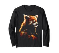Red Panda Motif Art Animal Lover Hombres Mujeres Gráfico Bosque Manga Larga