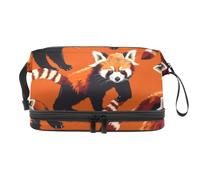 Red Panda - Neceser de doble capa para mujeres y niñas, neceser de viaje, bolsa organizadora de maquillaje con compartimento para brochas, multicolor, 27x15x14 cm/10.6x5.9x5.5 in, Neceser