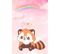 Red Panda Notebook | 6x9 Lined, 120 Pages: Cute Animal Journal with Rainbow and Pink Background, Perfect Gift for Kids and Girls