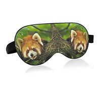 Red Panda On Tree In Green Eye Masks Cover Blocks Light Sleep Mask Shade Cover Blindfold Relaxing Eyeshade Cover con correa ajustable para la cabeza para hombres, mujeres y niños