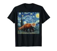 Red Panda Van Gogh Noche Estrellada Pintura Animal Art Design Camiseta