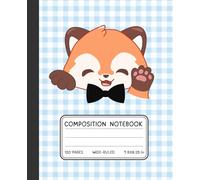 Red Panda Vibes Notebook - Cute Blue Gingham Composition Book for Girls & Boys | Red Panda in Bow Tie | Wide Ruled, 120 Pages, 7.5 x 9.25 in: Adorable ... Journal for Animal Lovers, Students & Writers