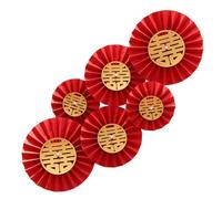 Red Paper Fan Flowers, 6X New Year Paper Fans Set, Decorative Paper Flower Backdrops, Wedding, Birthday Celebration Decorations, Perfect for Backdrops and Home Decor
