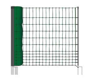 Red para gallinas “farmNET”, Rollo de 50m de Longitud y 112cm de Altura, 16 Postes con Punta Doble y Kit de reparación, Verde, no electrificable