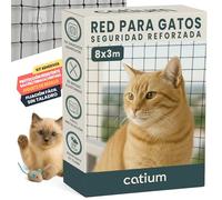 Red Para Gatos 8x3m Seguridad Reforzada Ideal Balcón Ventana Terraza Protección Exterior Interior Malla Antidesgarro Duradera Montaje Kit Completo Ganchos Adhesivos Bridas Juguete Regalo (8x3 metros)