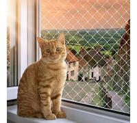 Red para gatos DOINEUFL para balcón sin taladrar, transparente para una vista abierta, red reforzada de alambre metálico, resistente a desgarros y duradera (7 m x 3 m)