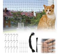 Red para Gatos Reforzada,2 x 3 M Red Gatos Balcon,Red de 3 x 3 cm,Protección Balcón para Gatos con Cuerda de Fijación,Ganchos de Rosca,Bridas,Redes para Gatos Balcones,para Ventanas,Tragaluces