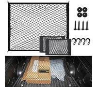 Red para maletero de coche, red para maletero, red de equipaje, se extiende hasta 140 x 100 cm, red de almacenamiento para maletero de coche, 2 organizadores, bolsa de malla + 4 ganchos ABS, elástico