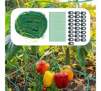 Red para plantas trepadoras, 2 x 5 m, red huerta para pepinos, tomates, guisantes, con 50 Binder, red de jardín verde, para invernadero, terraza y huerto