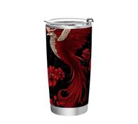 Red Phoenix - Taza china de acero inoxidable con tapa, tapa a prueba de fugas, taza de viaje de café de 20 onzas para exteriores, vaso aislado de 20 onzas