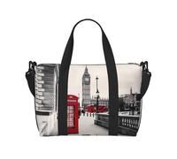 Red Phone Booth London Street - Bolsa de viaje para fin de semana con estampado de cabina telefónica para adultos, adecuada para viajes, camping, picnics