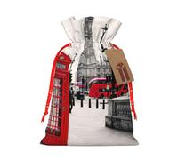 Red Phone Booth London Street Print - Bolsas con cordón, bolsas de aperitivos, bolsas de almacenamiento para envolver regalos, decoraciones de fiesta