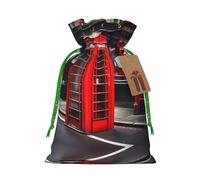 Red Phone Booth London Street Print - Bolsas de regalo con cordón, para temporada de vacaciones, cumpleaños, aniversarios y cualquier ocasión especial