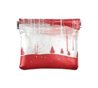 Red Pine Trees Merry Christmas - Monedero de cuero para mujer, billetera de cambio elegante para mujer, Árbol de pino rojo Feliz Navidad, Decoración