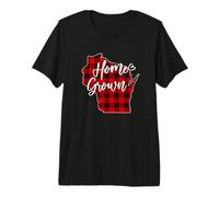 Red Plaid Buffalo WI State Love de Cosecha Propia de Wisconsin Camiseta Premium