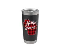 Red Plaid Buffalo WI State Love de cosecha propia de Wisconsin Vaso térmico de acero inoxidable de doble pared