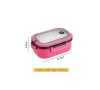 (Red) Plastic Lunch Box With Spoon Fork Student Office Microwave Oven Bento Boxes Double Layer Fresh-keeping Food Container Tableware