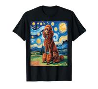 Red Poodle Dog Van Gogh Style Starry Night Camiseta