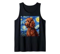 Red Poodle Dog Van Gogh Style Starry Night Camiseta sin Mangas