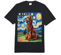 Red Poodle Dog Van Gogh Style Starry Night Comfort Colors Adult Heavyweight T-Shirt