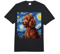 Red Poodle Dog Van Gogh Style Starry Night Comfort Colors Adult Heavyweight T-Shirt
