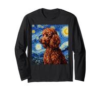 Red Poodle Dog Van Gogh Style Starry Night Manga Larga
