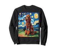 Red Poodle Dog Van Gogh Style Starry Night Sudadera
