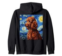 Red Poodle Dog Van Gogh Style Starry Night Sudadera con Capucha